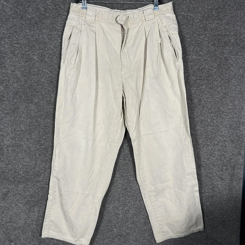 Ermenegildo Zegna Pants Mens 34 Beige Pleated Chino Dress‎ Trousers Brian Italy